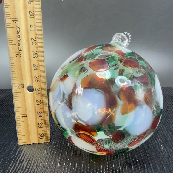 Hand Blown Studio Art Glass Orb Ornament Friendship Ball Witch Ball Hand Made - Picture 6 of 14